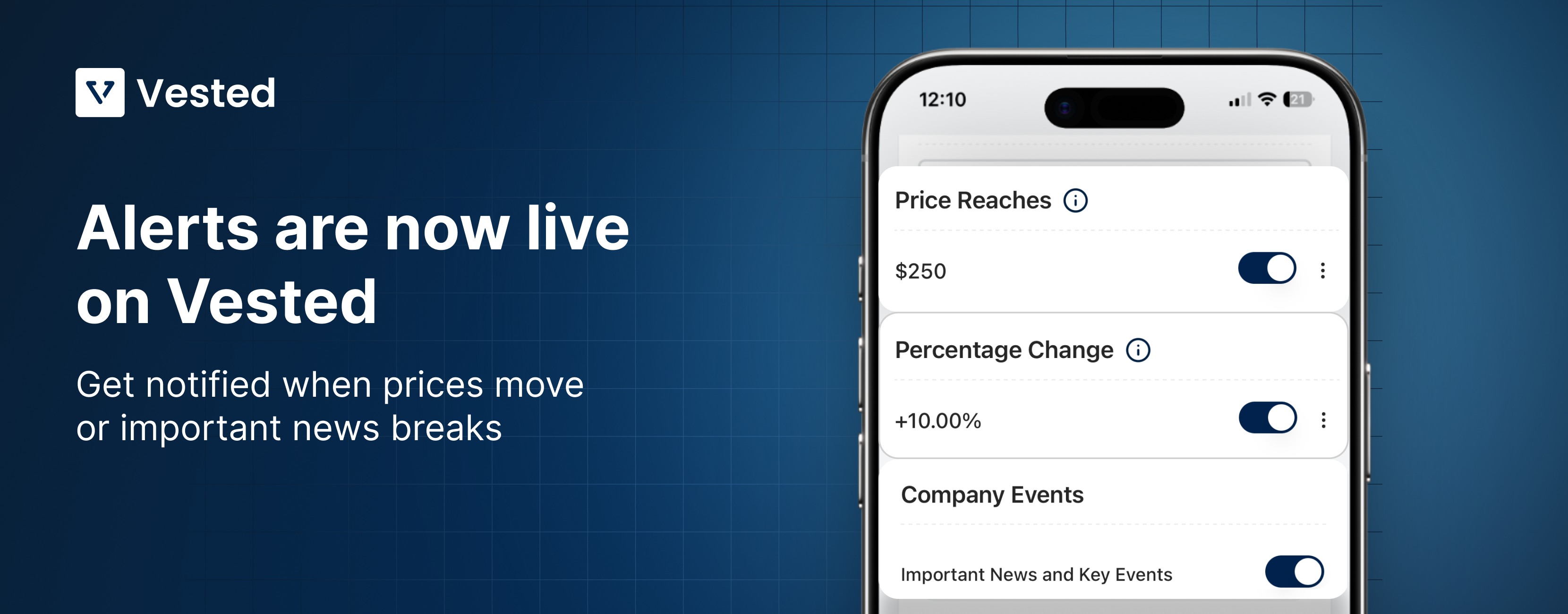 Alerts are now live on Vested