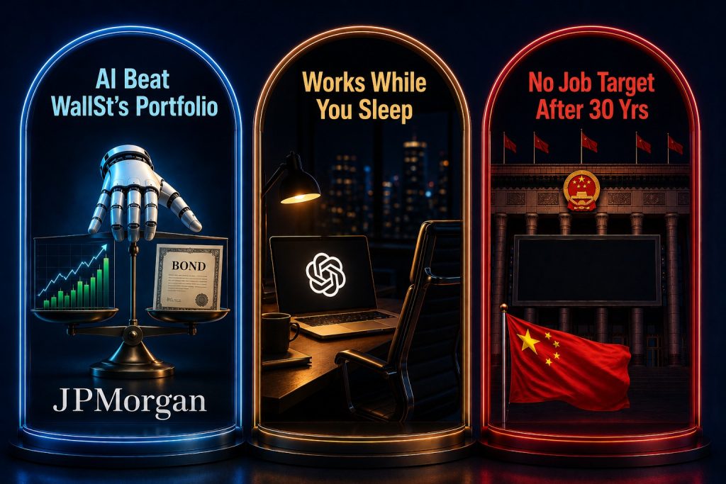 Vested Shorts: AI beat WallSt’s favourite portfolio in 20-year tests. ChatGPT now works while you sleep. China dropped its job target after 30 years. What is going on?